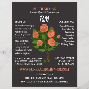 Rose Bush, Funeral Home, Directors Flyer