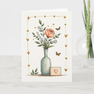 Rose Butterfly Birthday Card