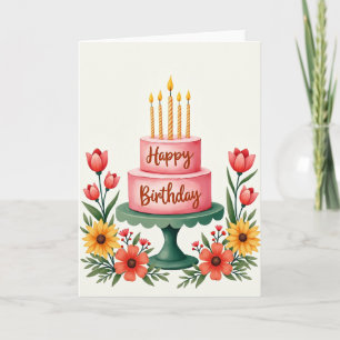 Rose Cake Birthday Card