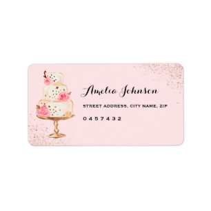 Rose Cake Tea Party Bridal Shower Address Labels