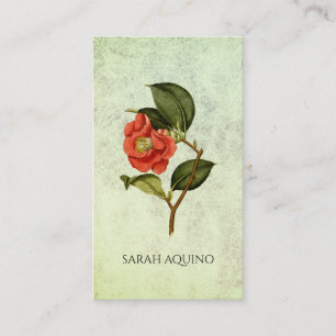 Rose Camellia Floral On Textured Sage Business Card