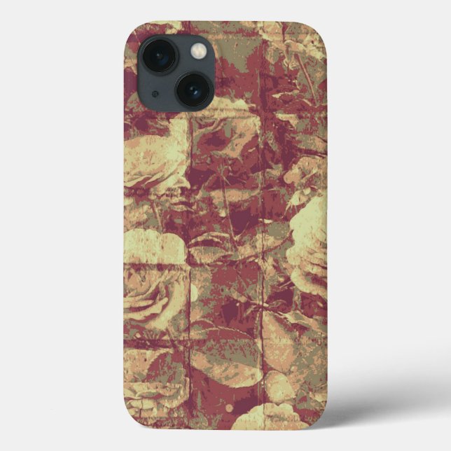 Rose camouflage pattern on tiled wall background Case-Mate iPhone case (Back)