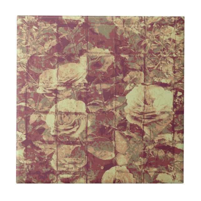 Rose camouflage pattern on tiled wall background ceramic tile (Front)