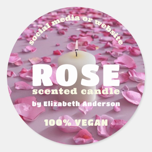 Rose Candle Classic Round Sticker (Front)