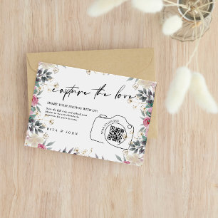 Rose Carnation Script Capture The Love QR code  Enclosure Card