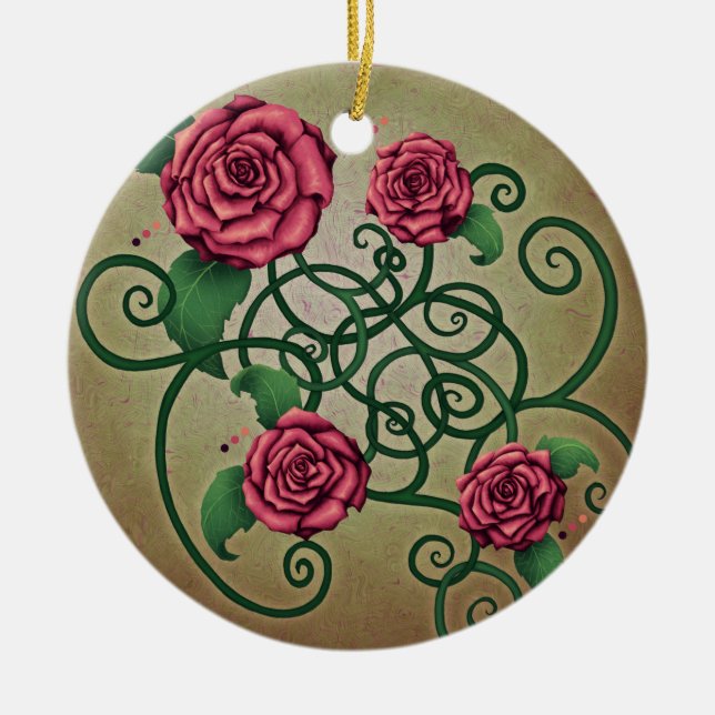 Rose Cartouche Ceramic Ornament (Front)