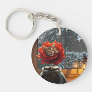 Rose Cat Dream Key Ring
