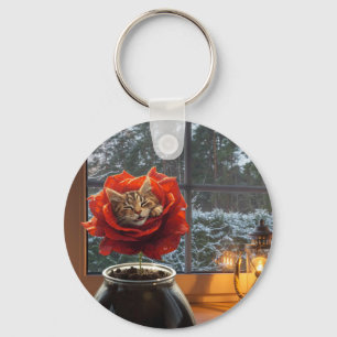 Rose Cat Dream Key Ring