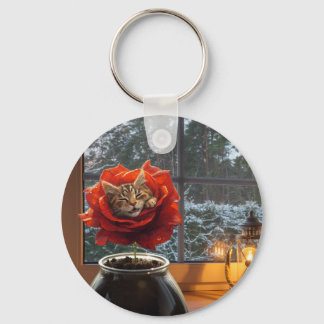 Rose Cat Dream Key Ring
