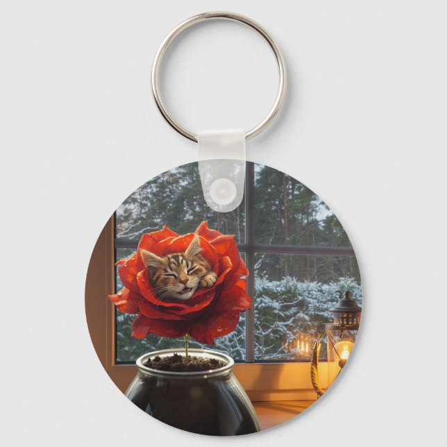 Rose Cat Dream  Key Ring (Front)