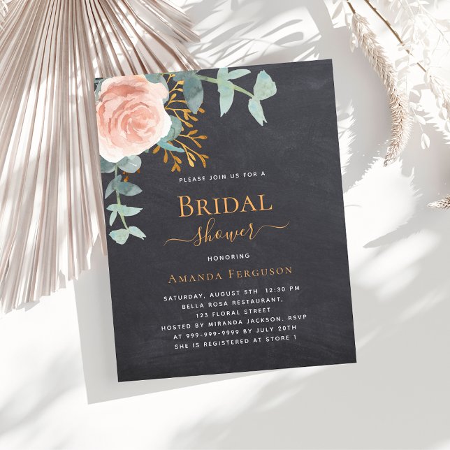 Rose chalkboard budget Bridal Shower invitation (Creator Uploaded)