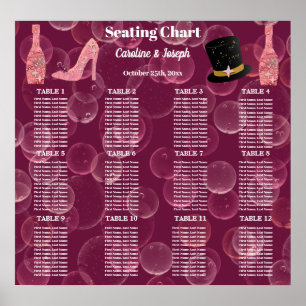 Rose Champagne Bubbly for 12 Seats Seating Chart