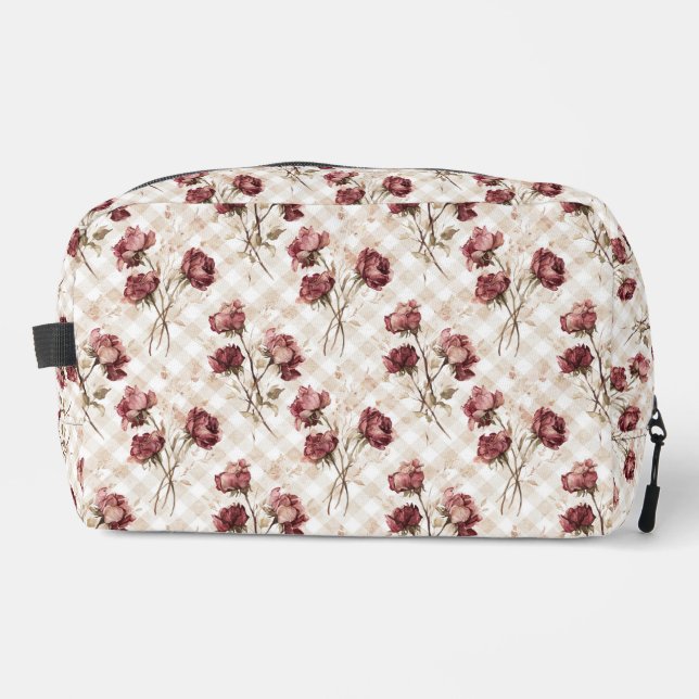 Rose Check Cosmetic  Dopp Kit (Front)