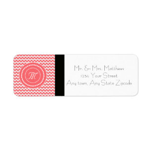 Rose Chevron Monogrammed Return Address Label