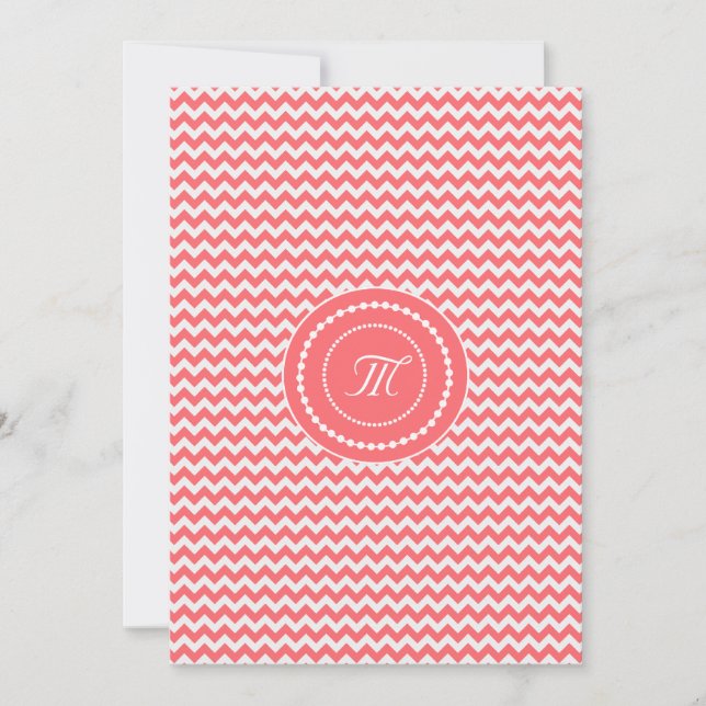 Rose Chevron Monogrammed Wedding Invitation (Front)