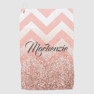 Rose Chevrons and Glitter Golf Towel