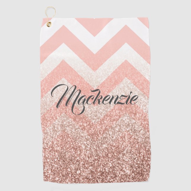Rose Chevrons and Glitter Golf Towel (Front)