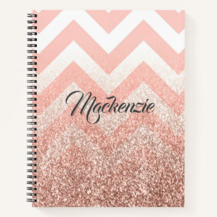 Rose Chevrons and Glitter Notebook