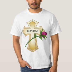 Rose  Christian Cross T-Shirt 