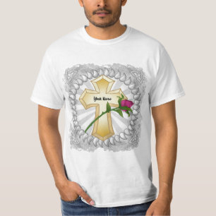 Rose Christian Cross  T-Shirt