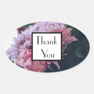Rose Chrysanthemum Thank You Wedding Gift Sticker