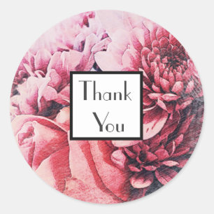 Rose Chrysanthemum Thank You Wedding Gift Sticker