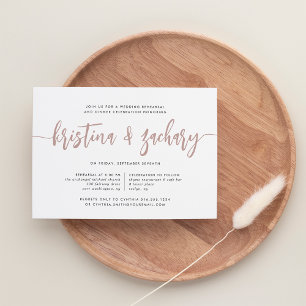 Rose Clay   Modern Signature Rehearsal Dinner Invitation