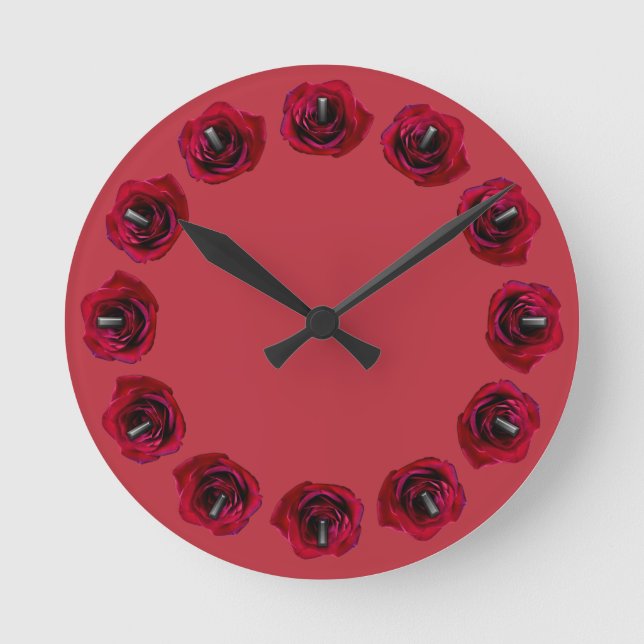 Rose Clock Red Rose Flower Wall Clock Rose Decor (Front)