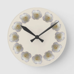 Rose Clock White Rose Flower Wall Clock Rose Decor