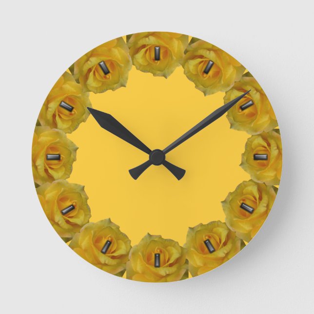 Rose Clock Yellow Rose Flower Wall Clock Rose Gift (Front)