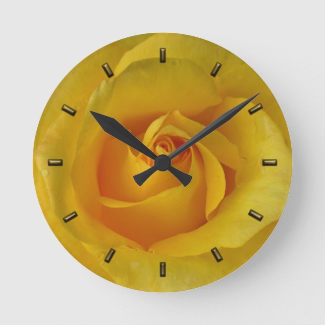 Rose Clock Yellow Rose Flower Wall Clock Rose Gift (Front)