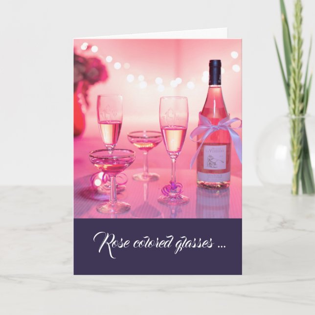 Rose Colored Glasses Thank You Card, Customizable (Front)