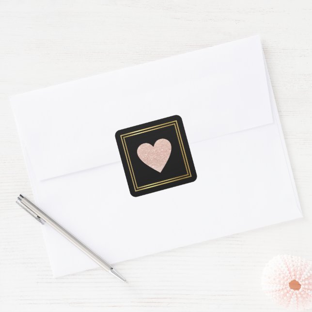 rose-colour love heart romantic wedding  square sticker (Envelope)