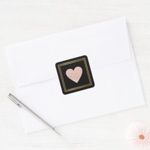 rose-colour love heart romantic wedding  square sticker