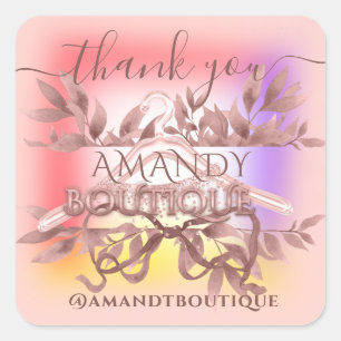 Rose Colour Therapy Floral Thank You Shopping Onli Square Sticker