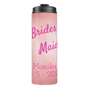 Rose Coloured Personalised Bridesmaid Thermal Tumbler