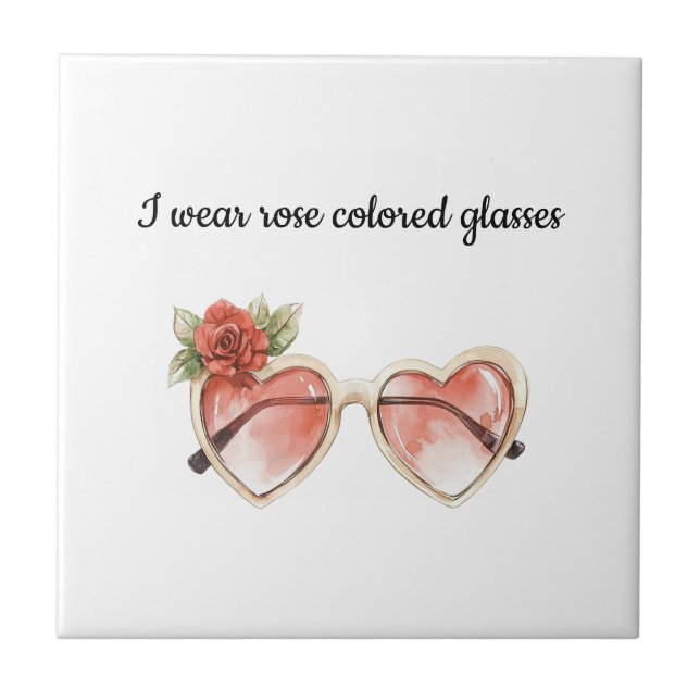 Rose Coloured Sunglasses Ceramic Tile (Front)