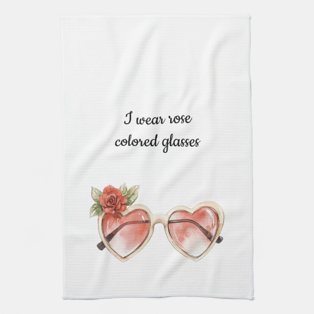 Rose Coloured Sunglasses Tea Towel (Vertical)