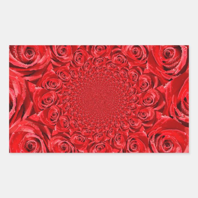 Rose-Coloured World: Floral Fantasy Rectangular Sticker (Front)