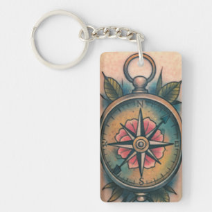Rose Compass: Guiding Love* Key Ring