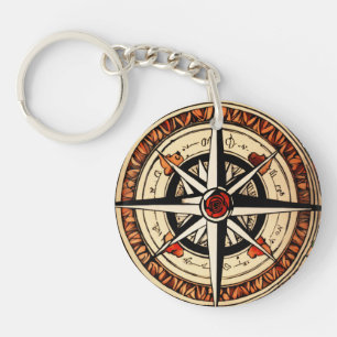 Rose Compass of Bliss Key Ring