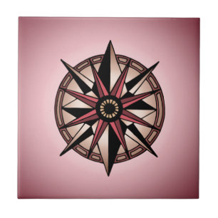 rose compass star ceramic tile