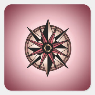 rose compass star square sticker