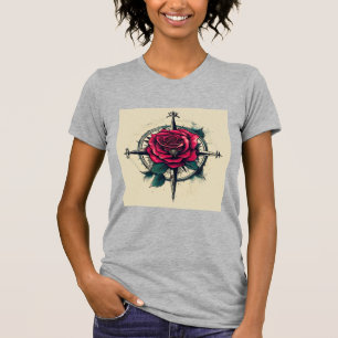 Rose Compass Tattoo Art TeeT-Shirt T-Shirt