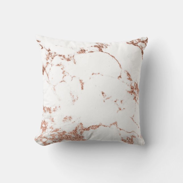 Rose Copper Gold White Glitter Marble Grey Glitter Cushion (Front)