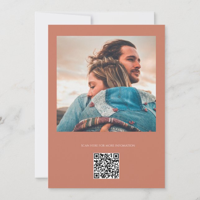 Rose Copper Minimalist Modern Calligraphy Wedding Invitation (Back)