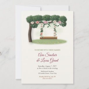 Rose Covered Garden Swing Summer Wedding Invite