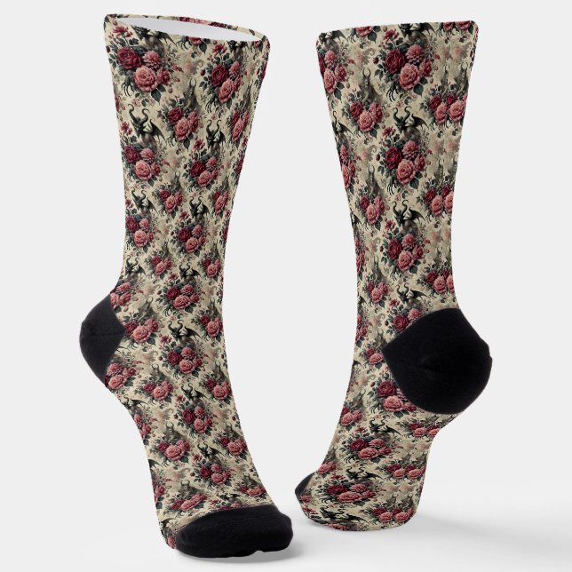 🔥 Rose Crematory – Gothic Victorian Delirium Socks (Angled)