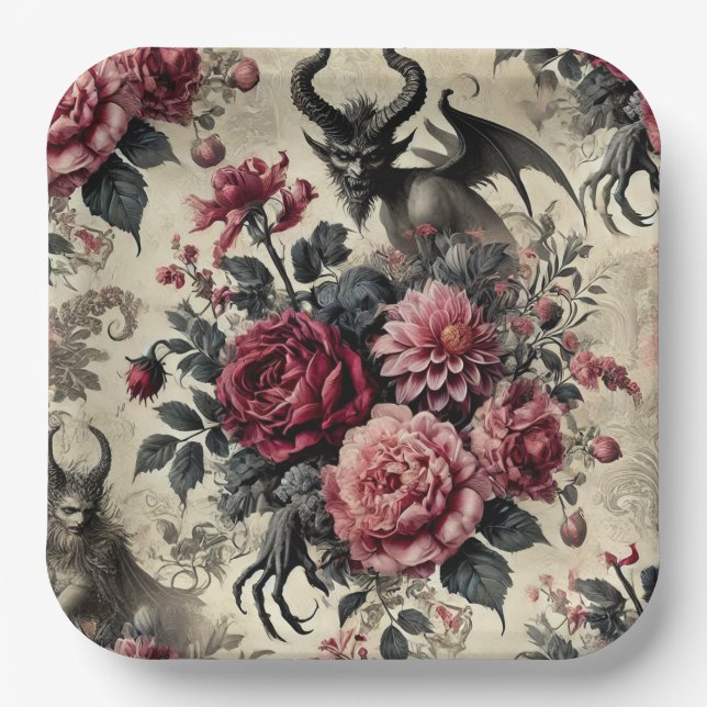🔥 Rose Crematory – Gothic Victorian Paper Plate (Front)