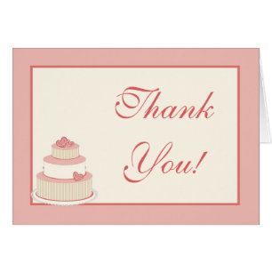 Rose/Creme Wedding Cake Folded Thank You Card